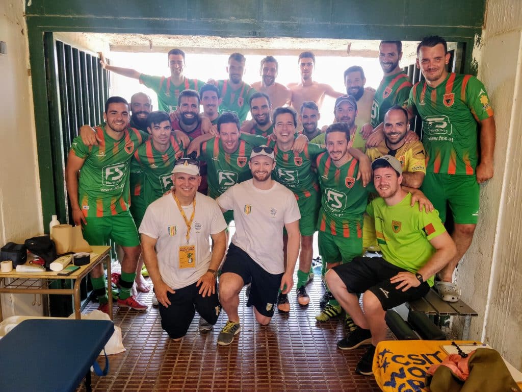 The amateur Portuguese football team with Josh French sports chiropractor